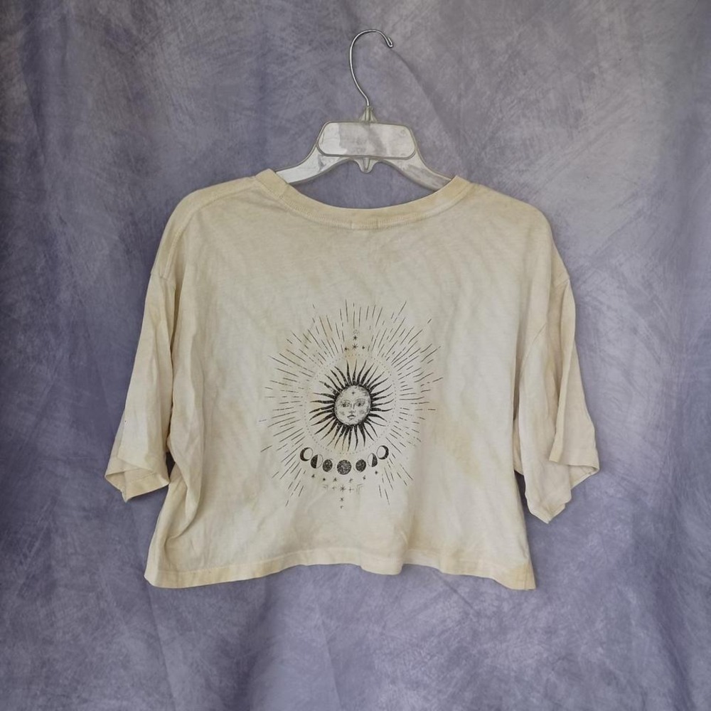 Garage Yellow Celestial Sun Moon Graphic Crop Top